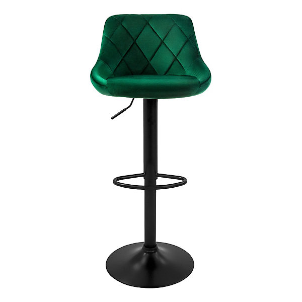 Lot 2 tabourets de bar rembourrées velours chaise vert hauteur réglable 62-82cm