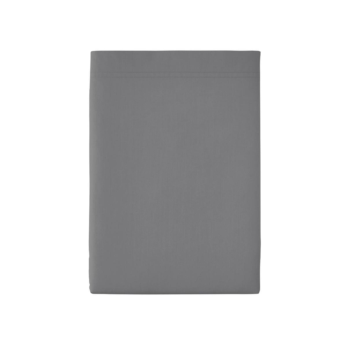PREMIÈRE - Drap plat en percale de coton gris 180x290
