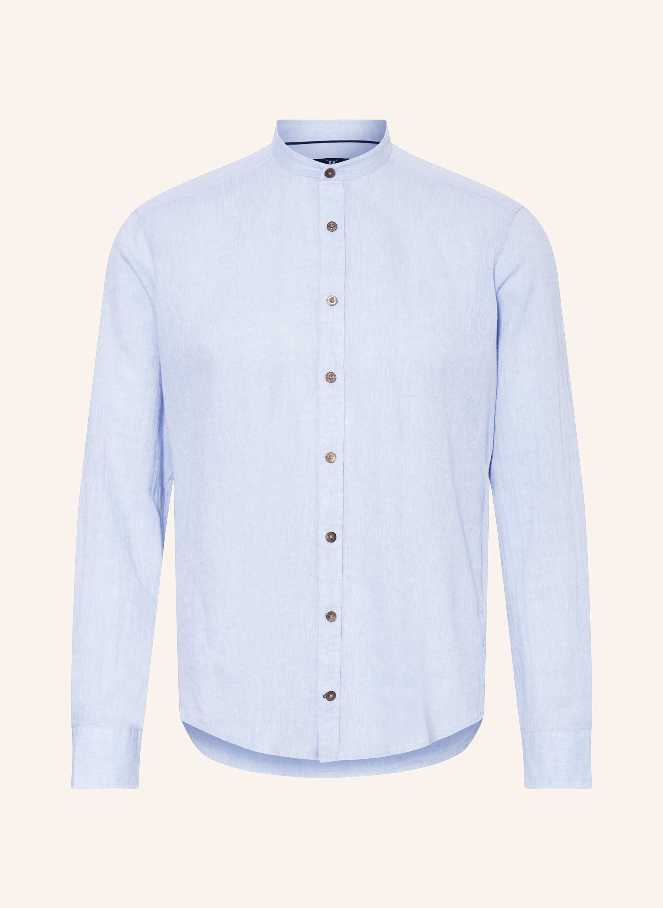 STROKESMAN'S Hemd Regular Fit mit Leinen und Stehkragen