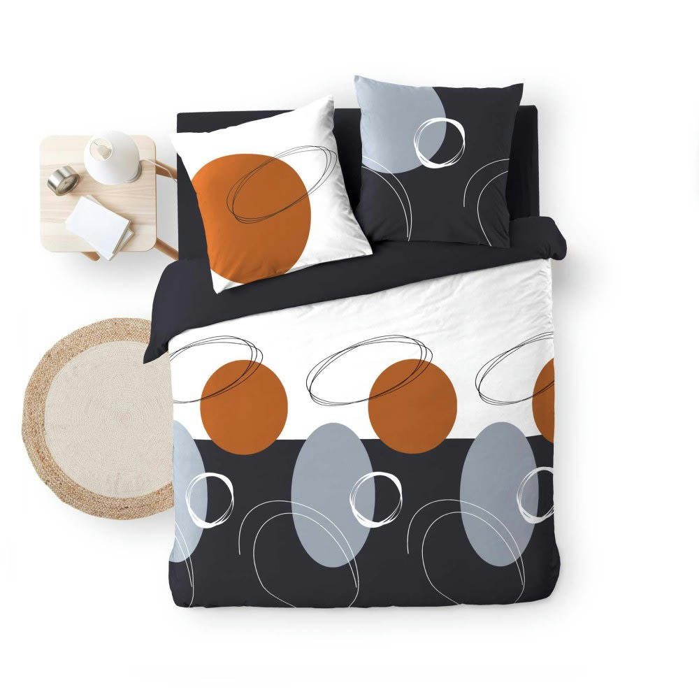 - Parure de couette 100% coton 57 fils imprimée 240x220 2 taies