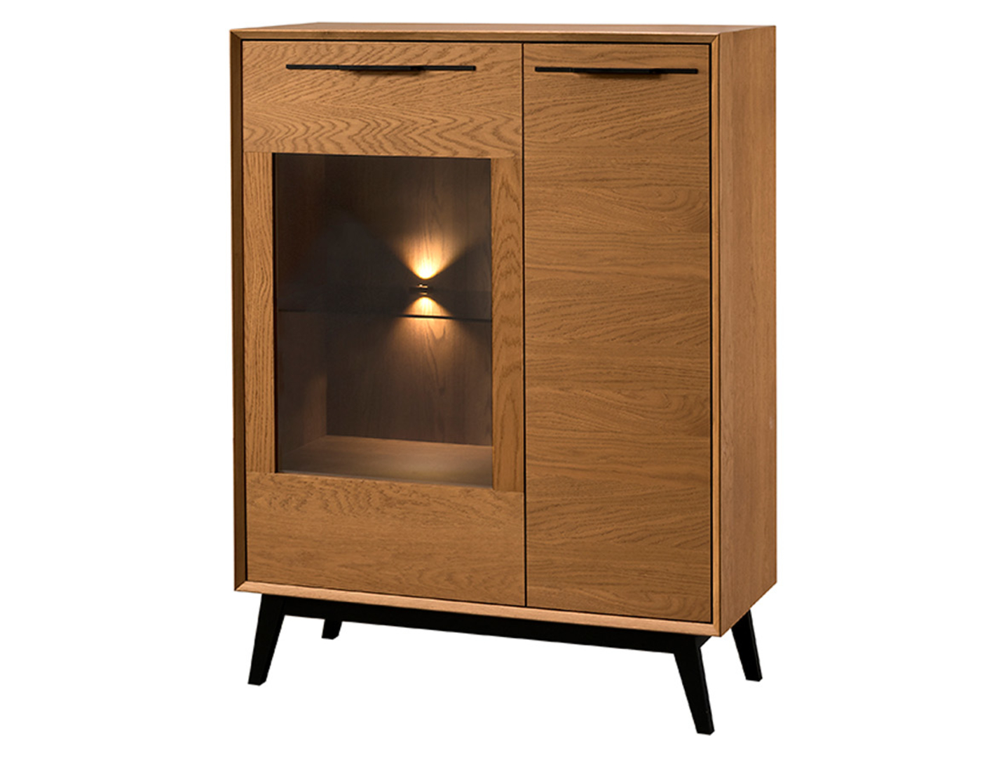 Witryna Lazure 95 cm z 2 drzwiami i LED dąb rustical karmelowy