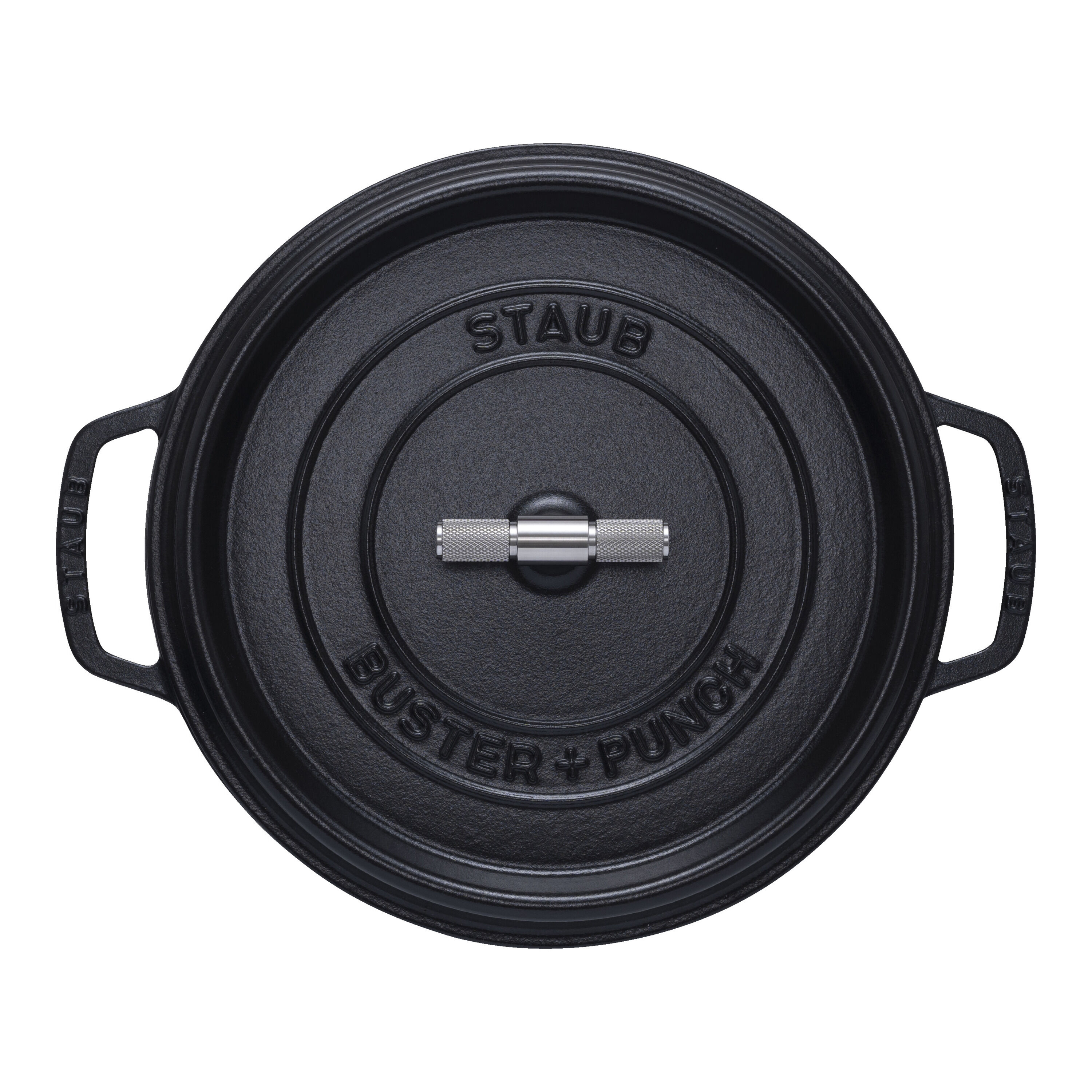 28 cm round Cast iron Cocotte Buster Punch black