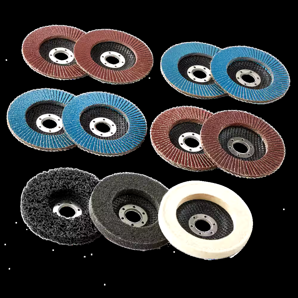Mastercraft 4-1/2-in Flap & Polishing Disc Set for Wood, Metal, Plastic, 11-pc