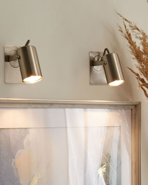 Zestaw 2 lamp ściennych regulowany srebrny