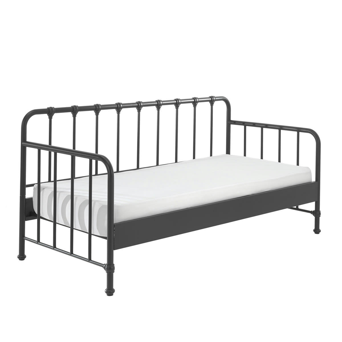 BRONXX - Lit banquette 90x200 sommier inclus noir