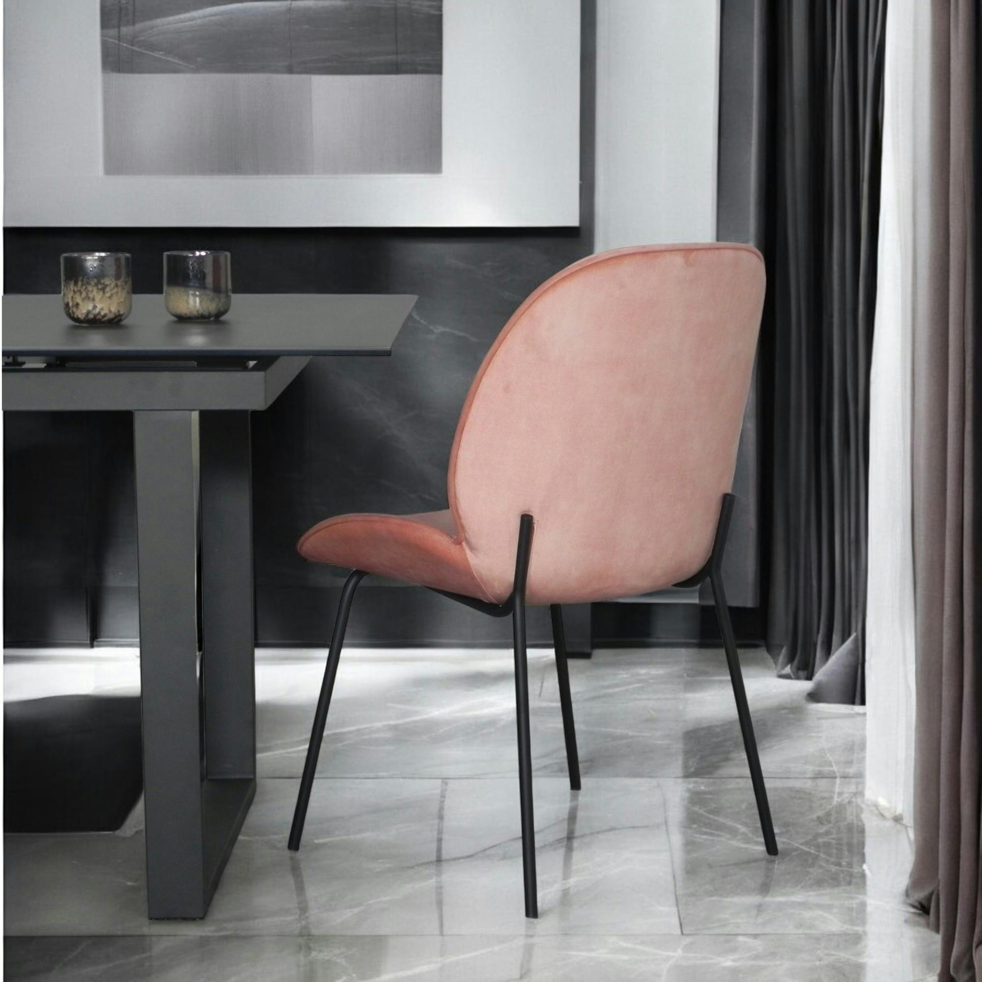Chaise contemporaine en velours rose pâle FLORENCE (lot 2)