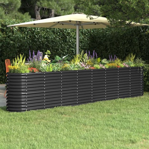 NNEVL Garden Planter Powder-coated Steel 332x40x68 cm Anthracite