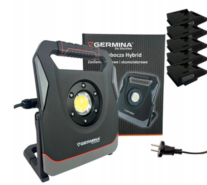 Naświetlacz LED Germina akumulatorowy 65W   adaptery Bosch, Makita 1szt.