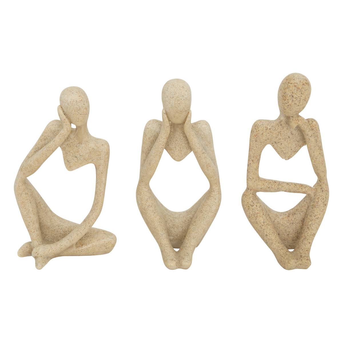 Set of 3 "Aby" Statues Medium Beige, 6.5x5 cm