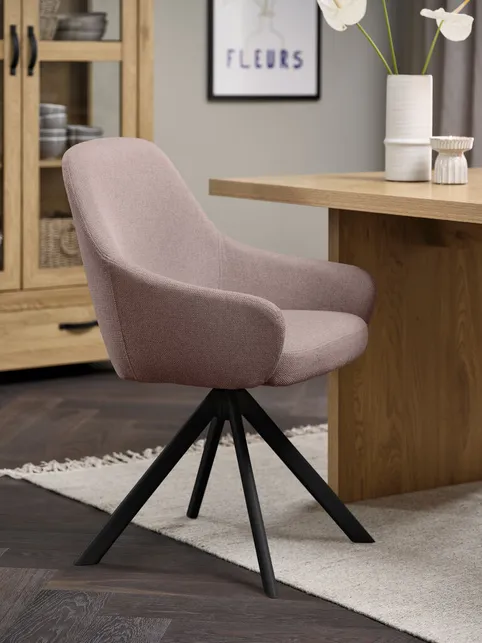 Spisebordsstol ROSTRUP drejebase beige stof