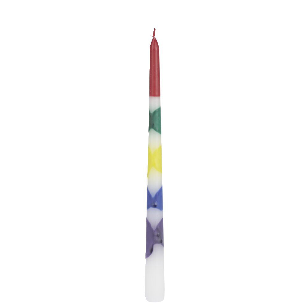 Lot de 2 bougies chandelle arc-en-ciel