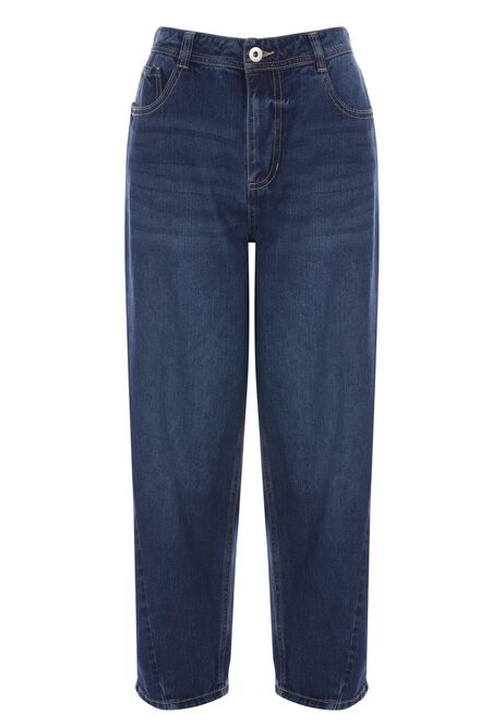 Womens Mid Blue Barrel Jeans