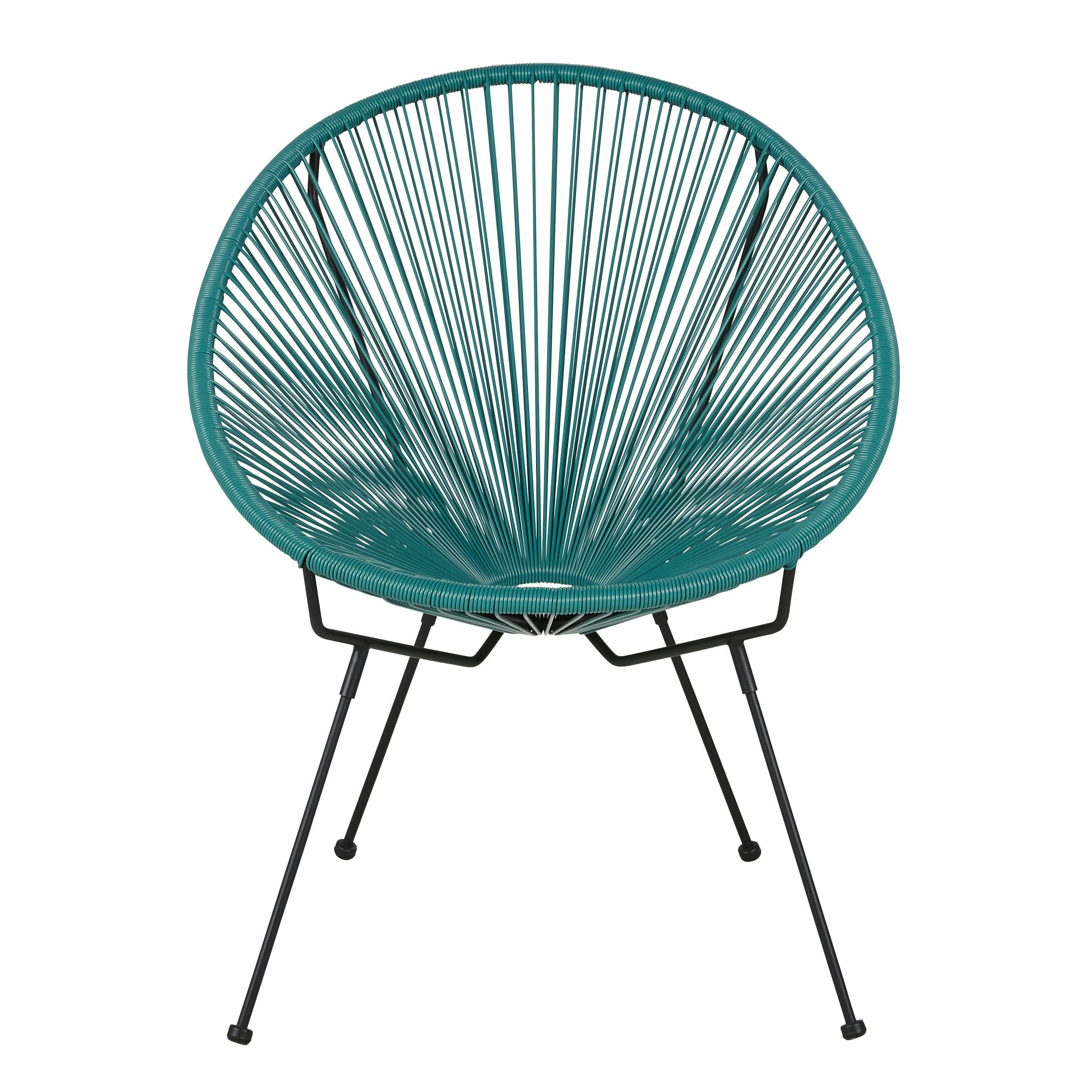 Copacabana - Fauteuil de jardin rond en acier noir et résine vert céladon