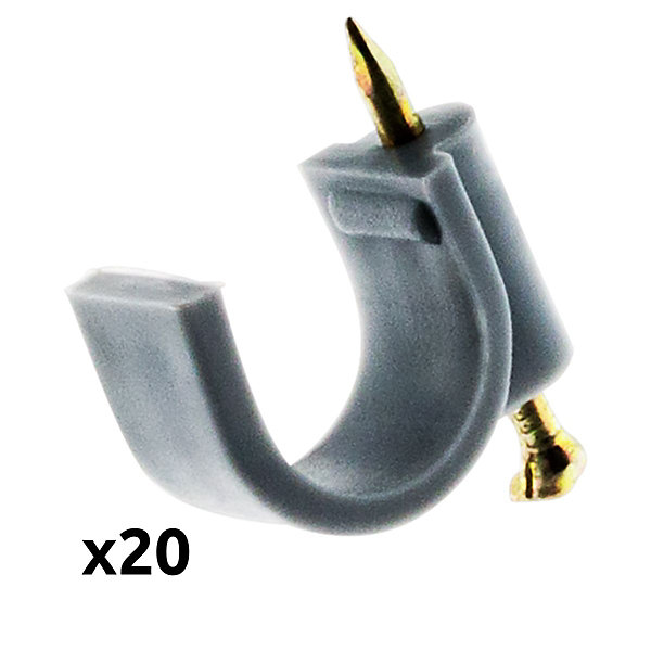 Lot de 20 crochets fixation diamètre 16mm - Gris - Zenitech