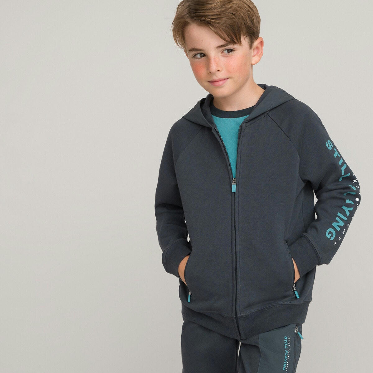 Sweat zippé à capuche en molleton