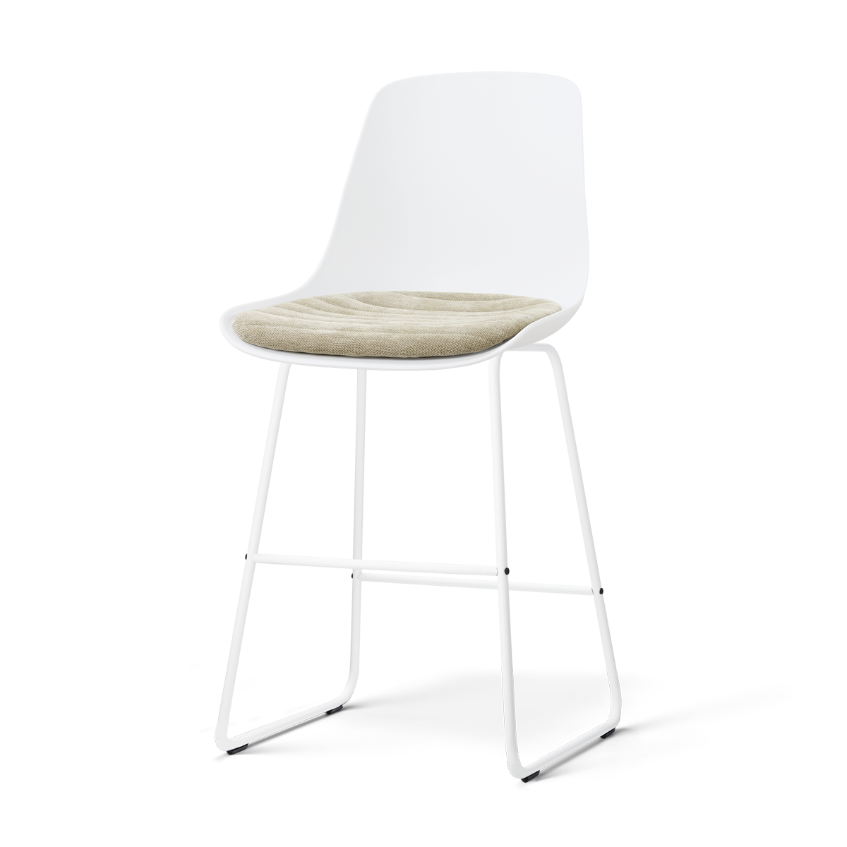 Nolon Nino-Liv Barkruk Wit met Nougatbruin Zitkussen Wit Onderstel 65 Cm