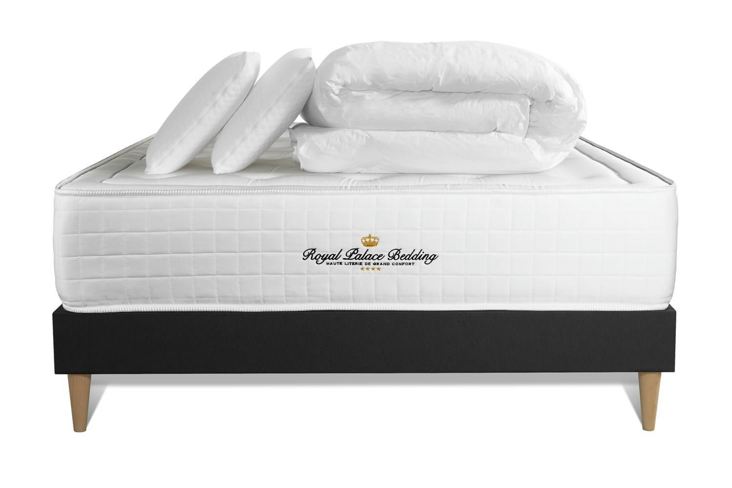 BUCKINGHAM - Pack matelas sommier kit 200x200 oreiller couette