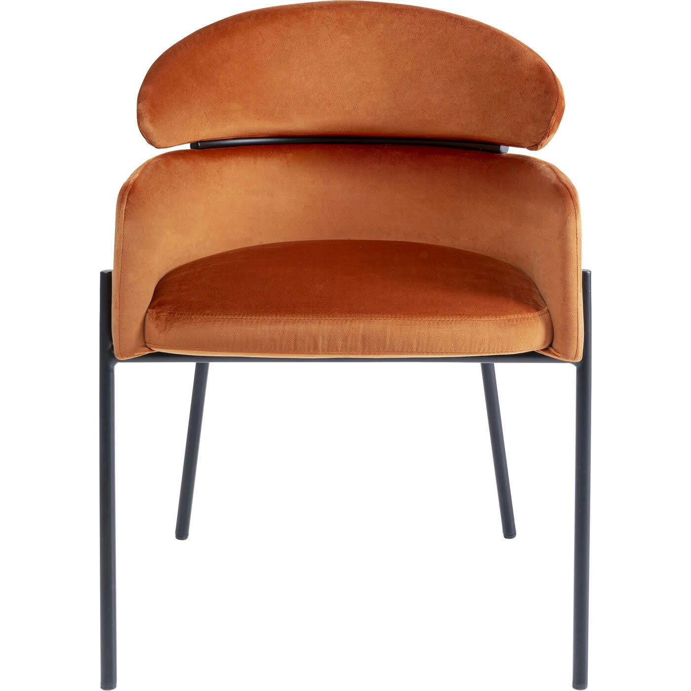 ALEXIA - Chaise avec accoudoirs en velours orange et acier