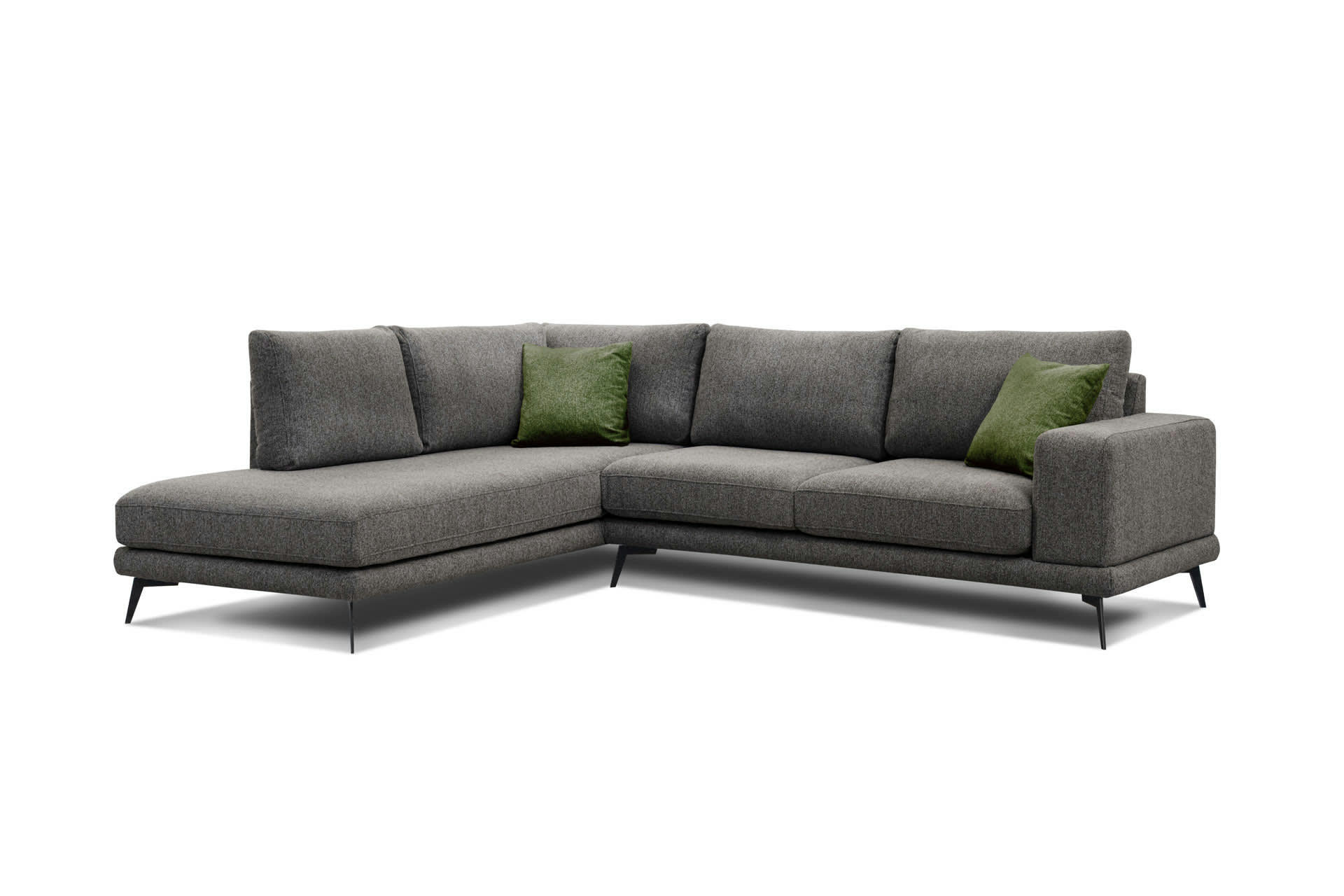 MEDIOLANE - Canapé d'angle gauche 5 places tissu marron