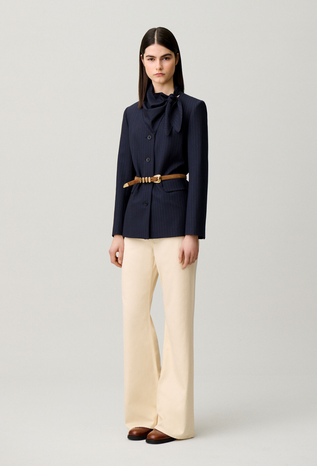 Veste laine foulard amovible