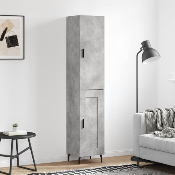 Szafka Komoda Regał Szara Beton z Drzwiami 34.5x34x180 cm do Salonu Pokoju