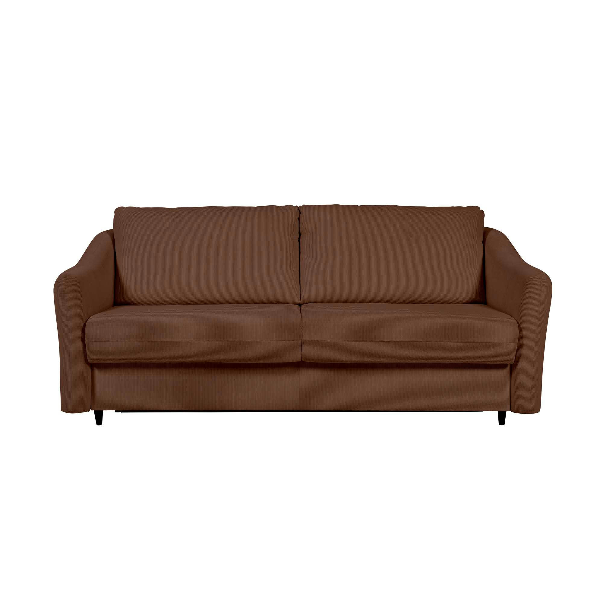 CHARDONNAY - Canapé droit convertible Rapido® 3 places en velours côtelé terracotta