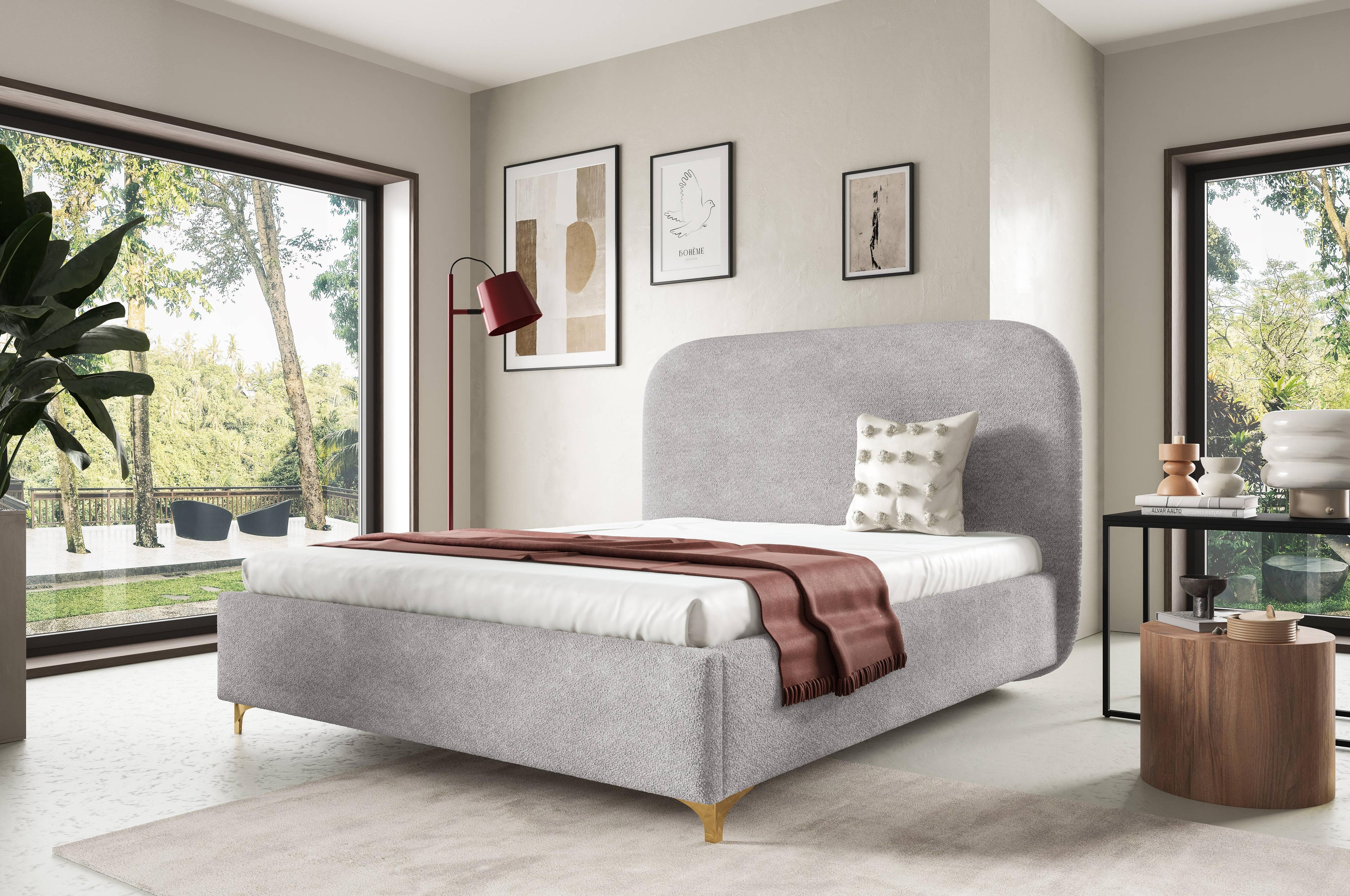 Bedframe Lisar bouclé met opbergruimte 160 x 200 cm