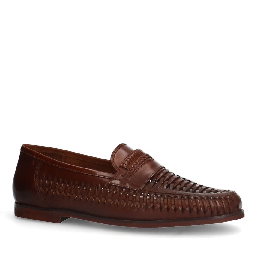 Manfield Cognac leren loafers