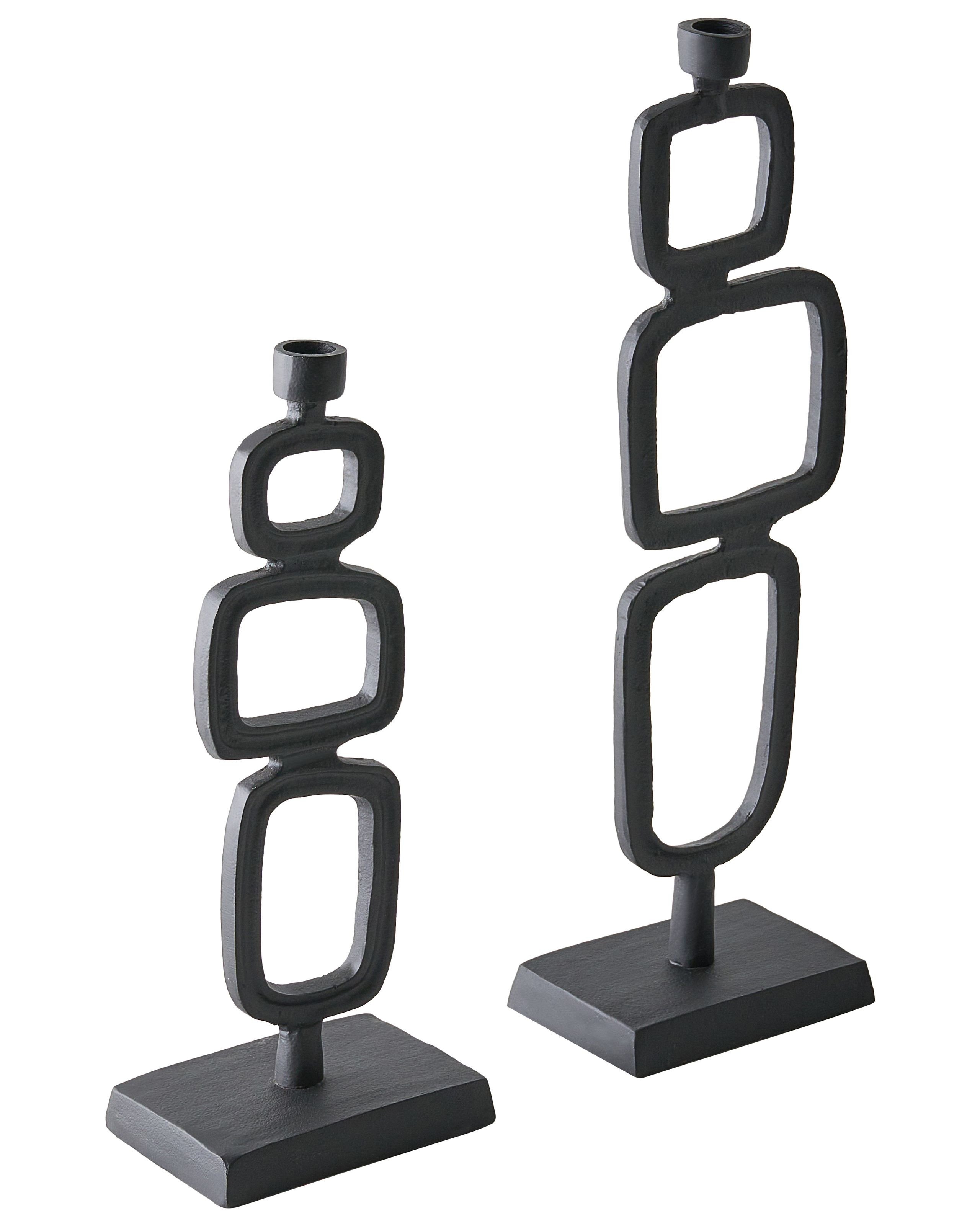 Dwa świeczniki retro metalowy 35/48 cm czarny