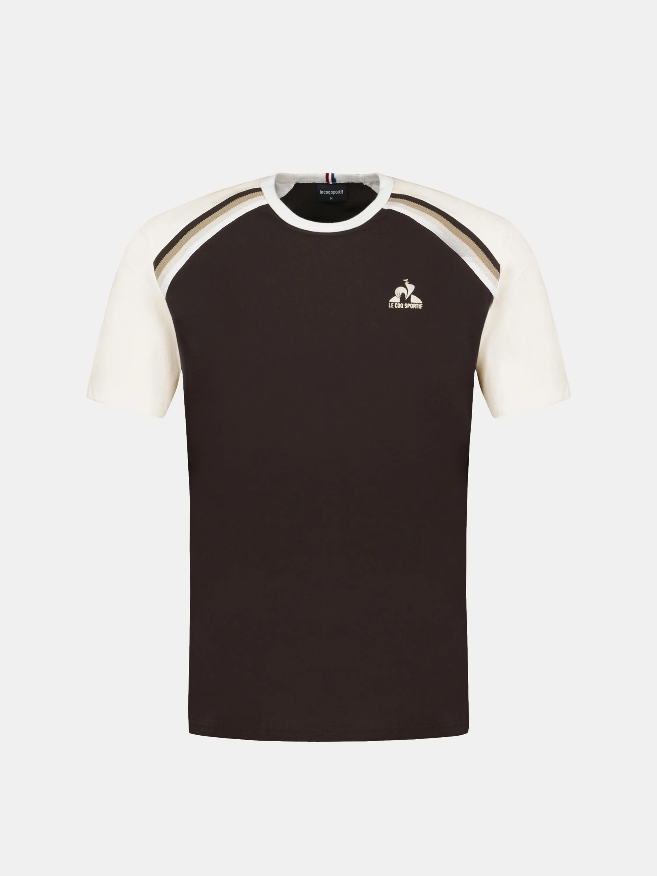 T-shirt en jersey de coton bicolore et bandes épaules tricotées