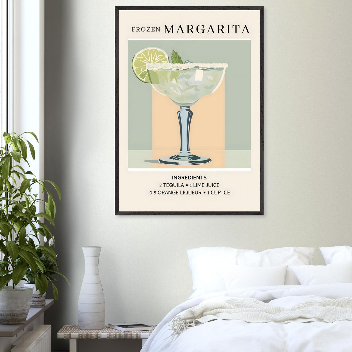 Artfulprints Poster Frozen Margarita cocktail I - Ingrediënten  - 70x100 cm - Groen