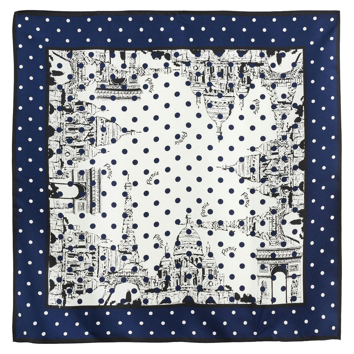 Foulard pure soie, imprimé Momunents parisiens