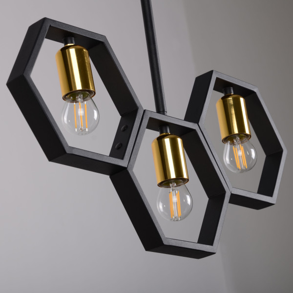 Lampa wisząca czarno-złota HONEY 3xE27x12W wym: 100x26x50 cm Polux