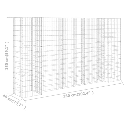 NNEVL H-Shaped Gabion Planter Steel Wire 260x40x150 cm