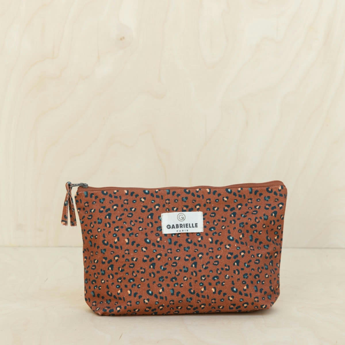 HÔTEL PARTICULIER - Trousse en coton imprimé léopard rouge foncé