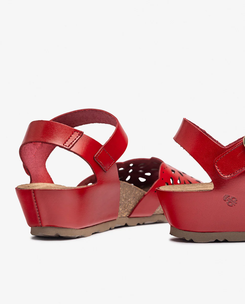 Sandalia de cuña MONACO-247 rojo