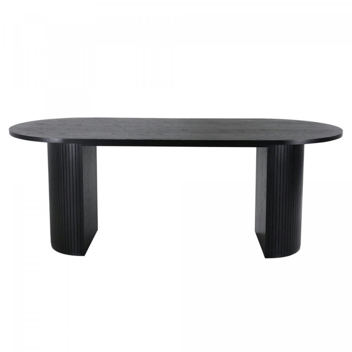 BRITNEY - Table à manger 200cm ovale en bois pieds design noir