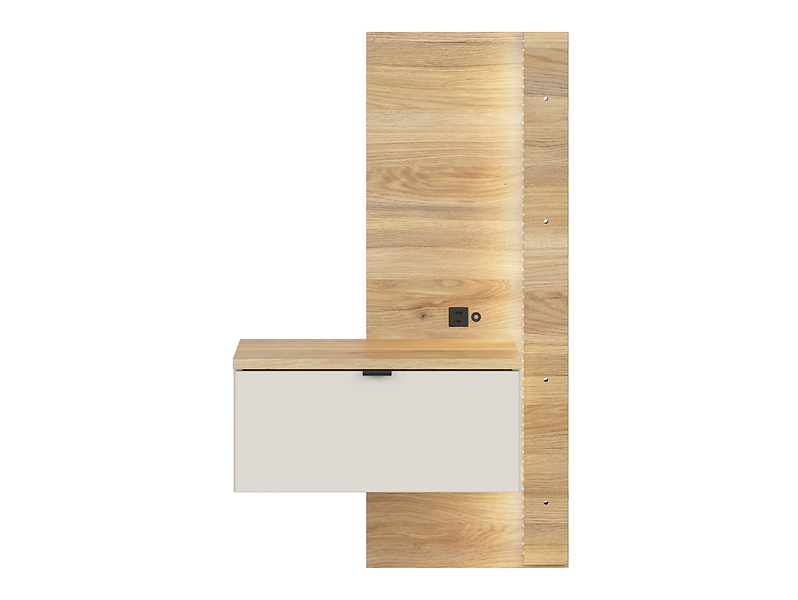 Szafka nocna Glamour 50 lewa z szufladą kaszmir/dąb mauvella USB LED