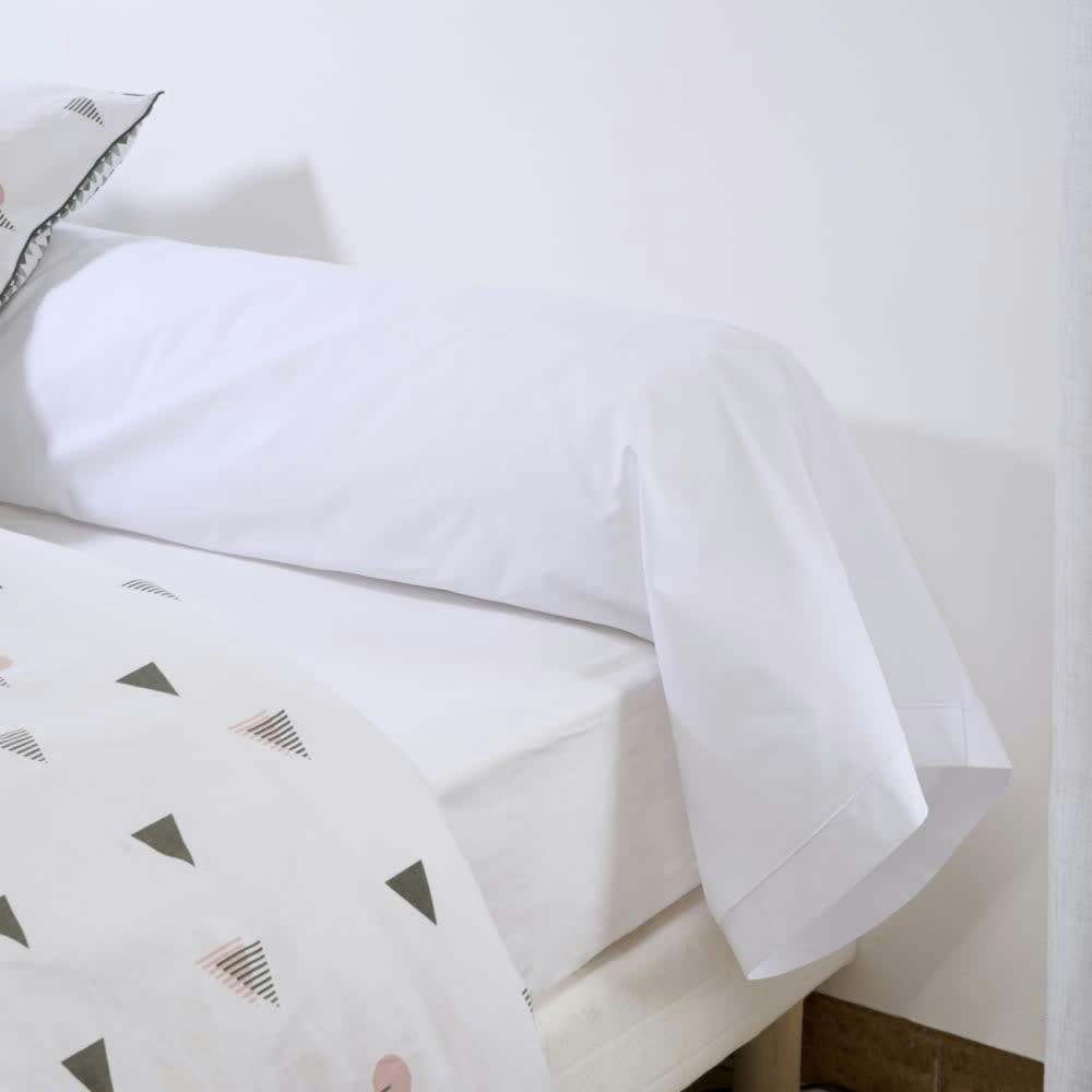 PERCALE - Taie de traversin unie en percale de coton blanc 86x240cm
