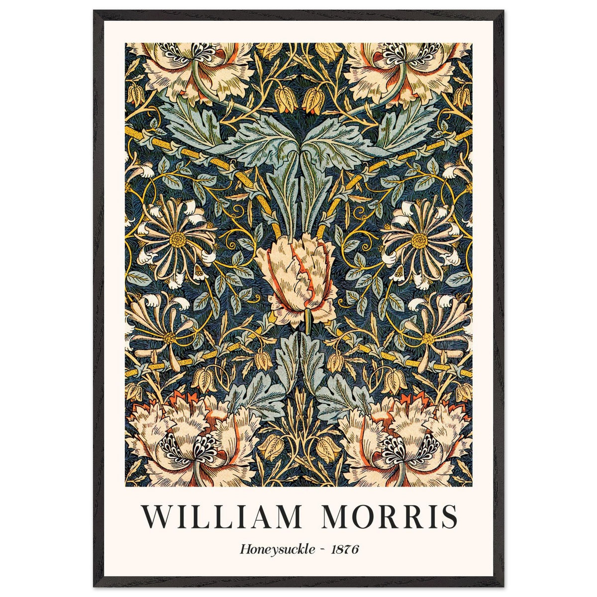 Artfulprints Poster met Lijst William Morris - Honeysuckle 1876  - 70x100 cm - Donkergroen