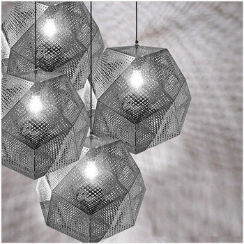LAMPA WISZĄCA srebrna 48cm FUTURI STAR metalowa
