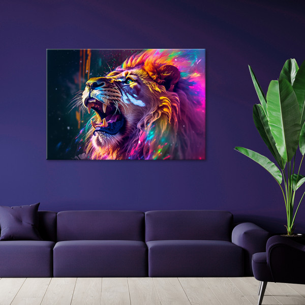 Feeby Obraz na płótnie, Ryk Lwa Neon Abstrakcja 60x40