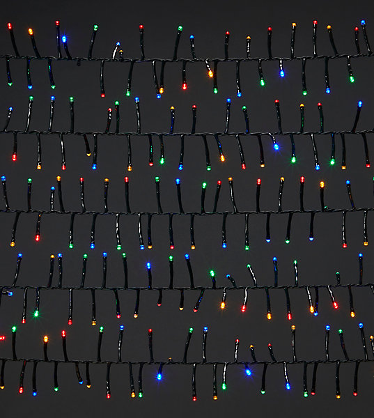 Guirlande lumineuse LED intérieure et extérieure multicolore câble vert 8 fonctions 24,5 m