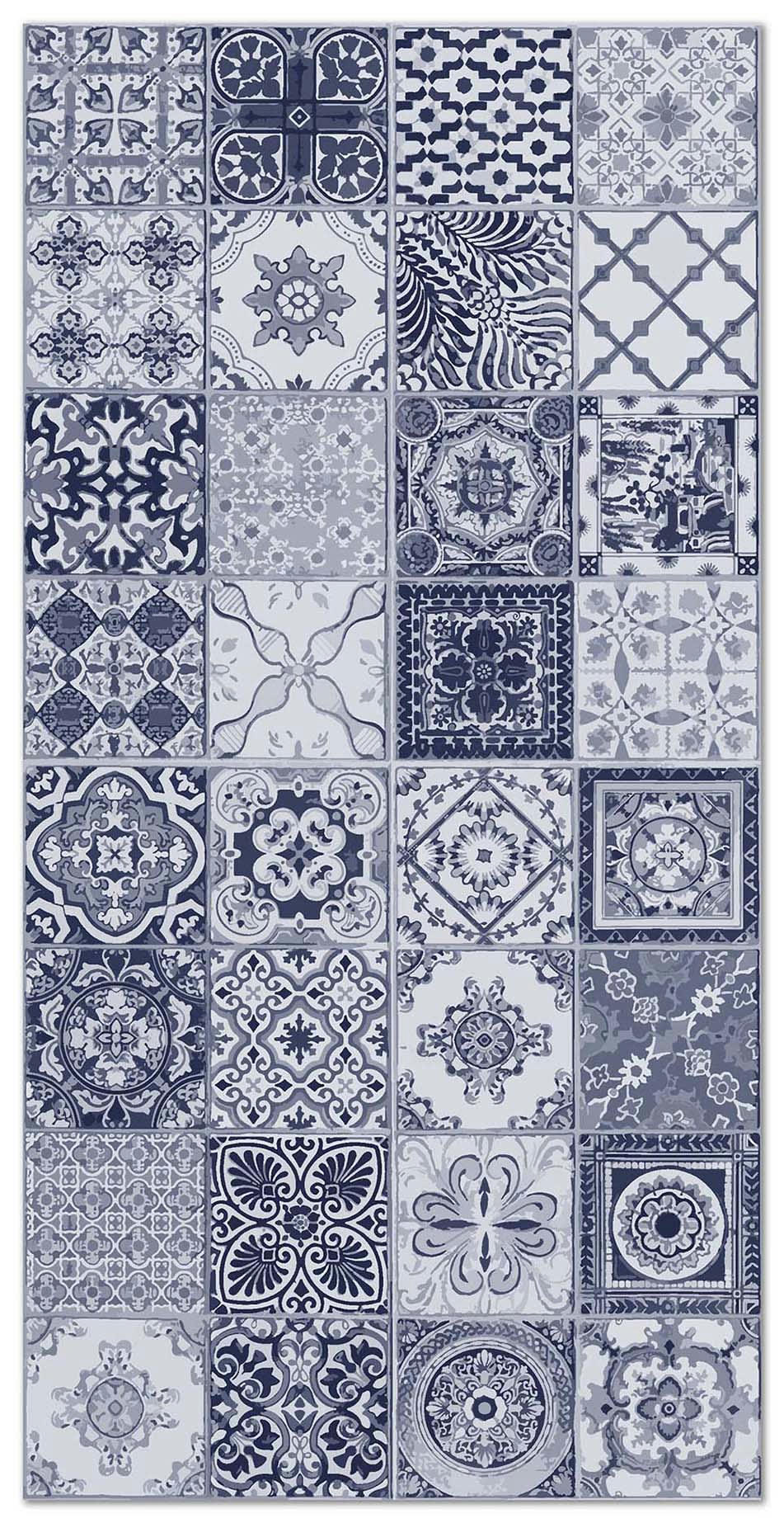 - Tapis vinyle carreaux ciments nijar bleu 140x200cm