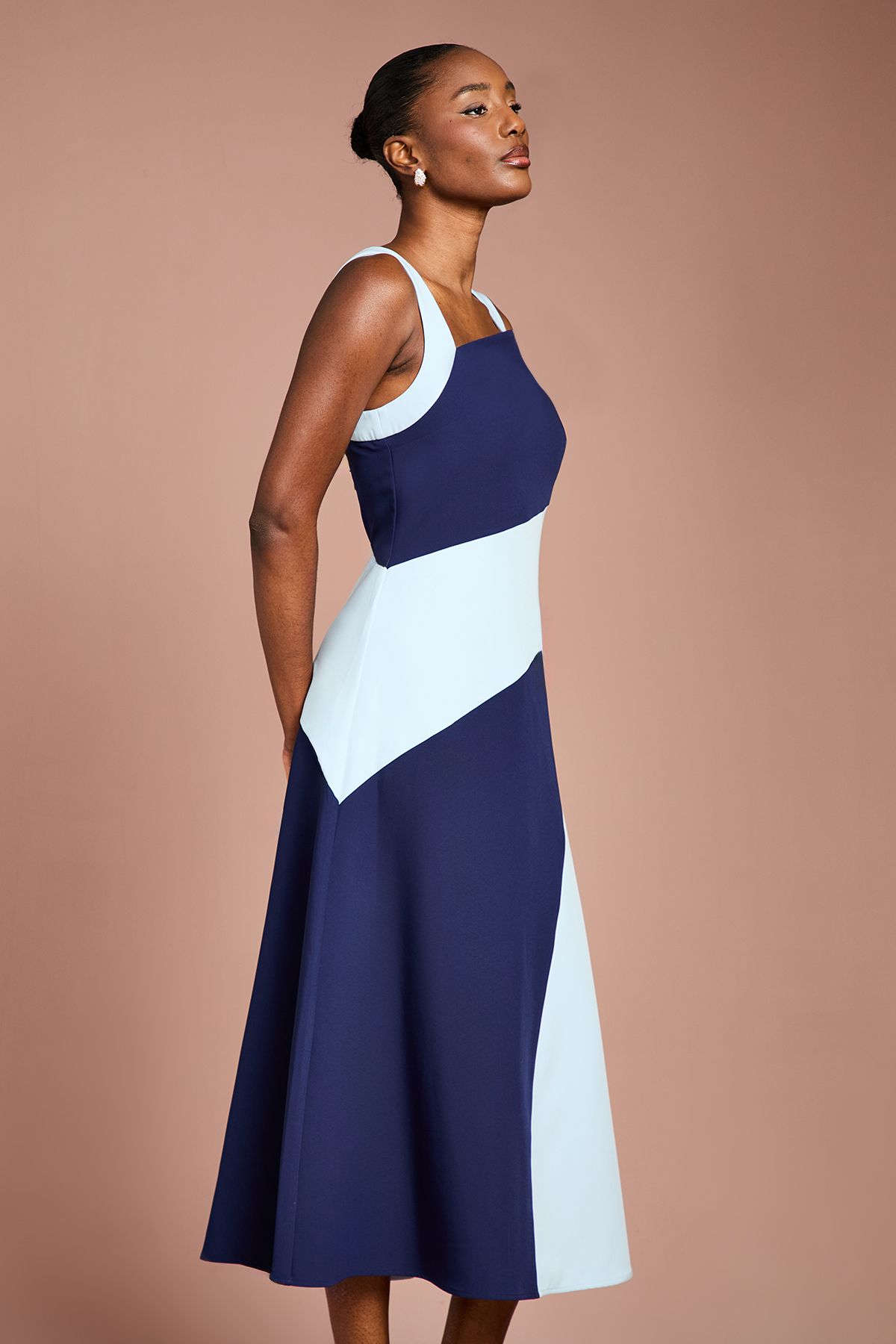Coast Colour Block Crepe Midi Dress