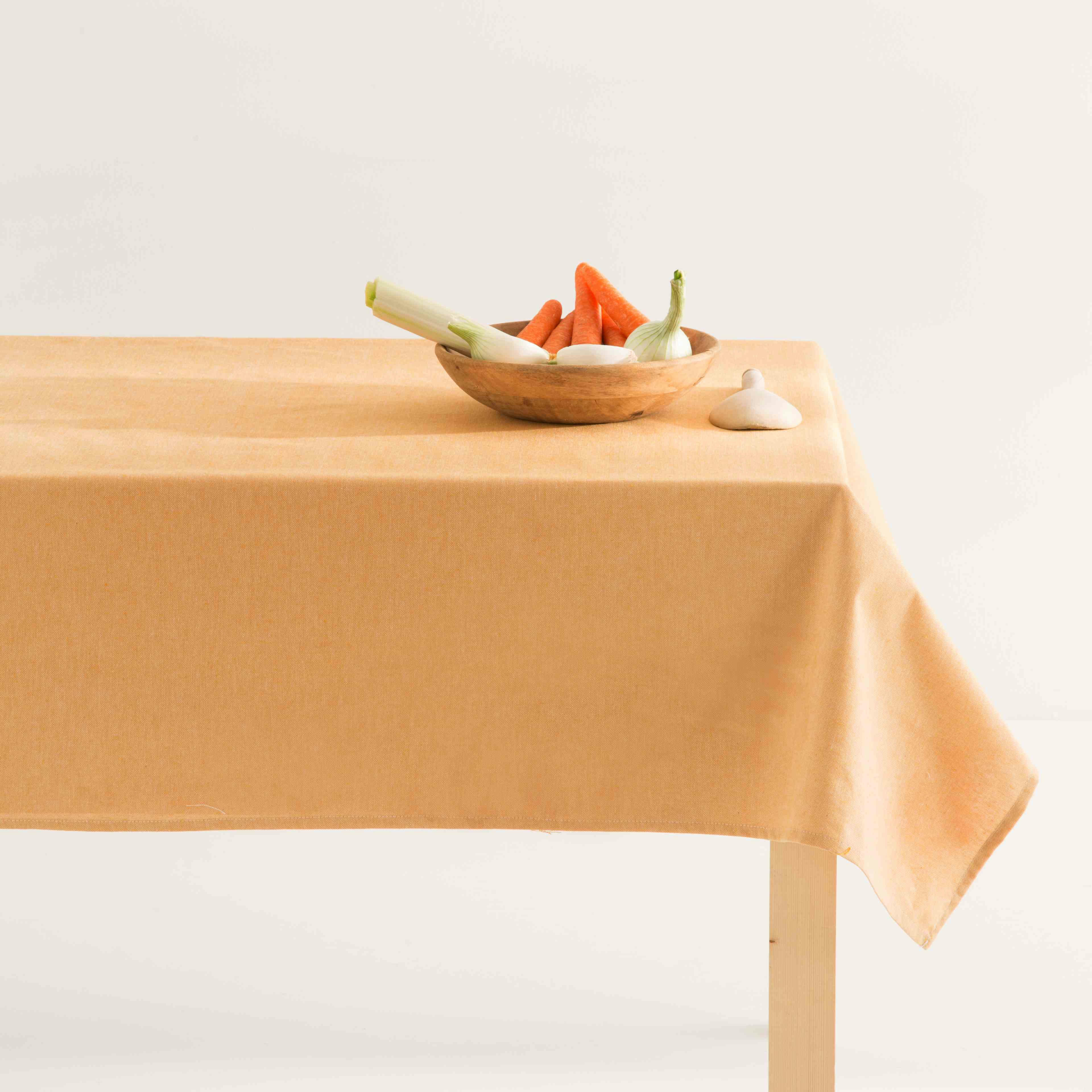 BASIC MOSTAZA - Nappe en coton biologique jaune avec anti-taches 140x140 cm