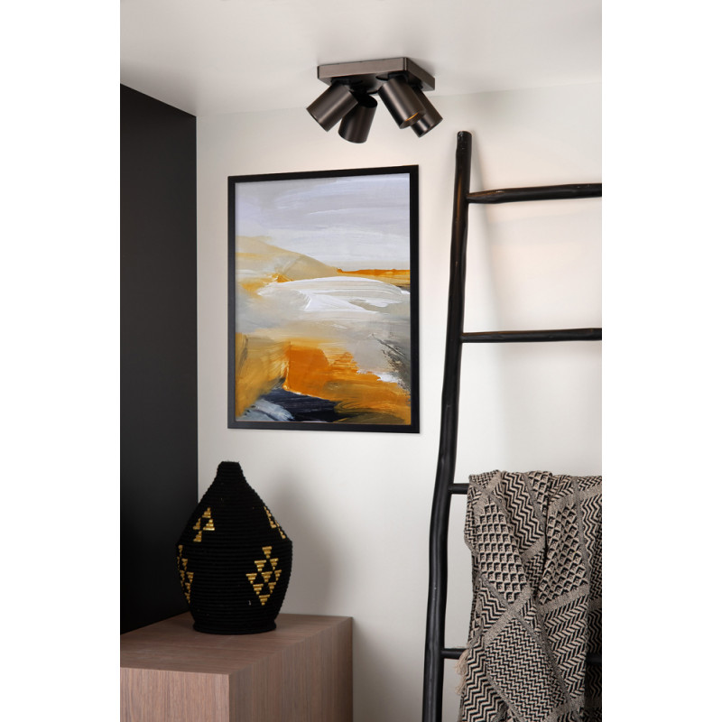 Spot LED Nigel acier noir dimmable GU10 4 x 5 W LUCIDE