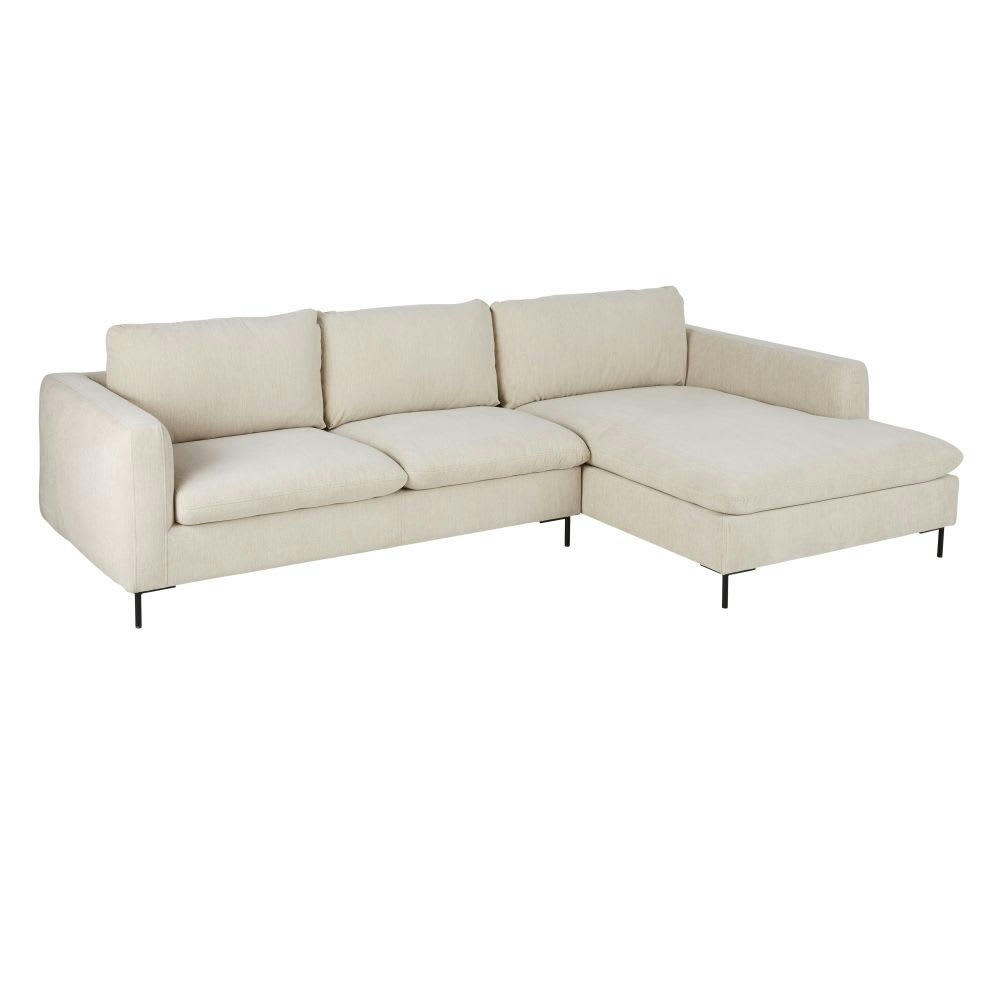 City - Canapé d'angle droit 4/5 places beige chiné