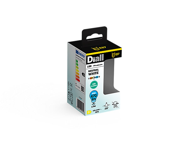 Ampoule LED à filament GLS E27 470lm 3.4W = 40W Ø6cm Diall blanc neutre