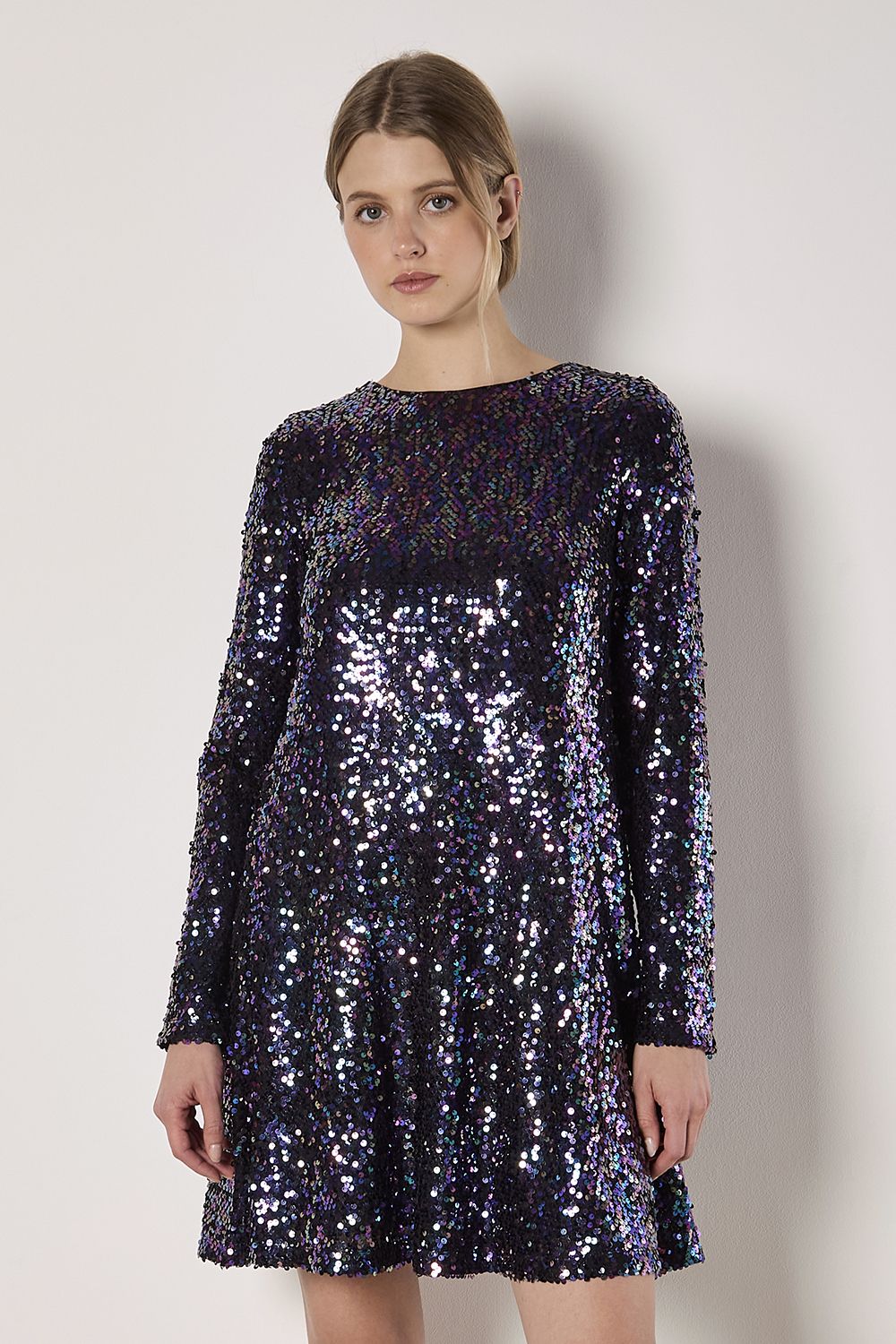 Apricot Sequin Swing Mini Dress